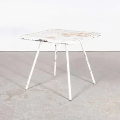 Pamono White Square Outdoor Table by Rene Malaval, 1950s New