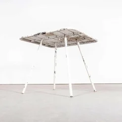Pamono White Square Outdoor Table by Rene Malaval, 1950s New