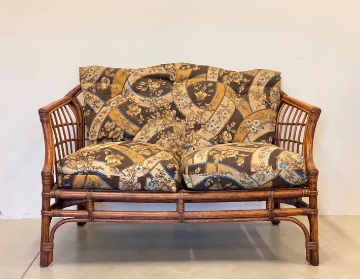 Pamono Wicker and Bamboo Sofa, 1970s Hot
