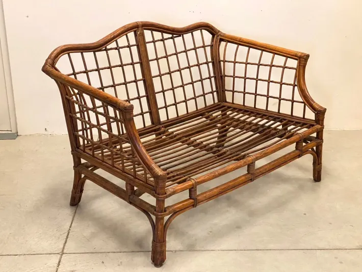 Pamono Wicker and Bamboo Sofa, 1970s Hot