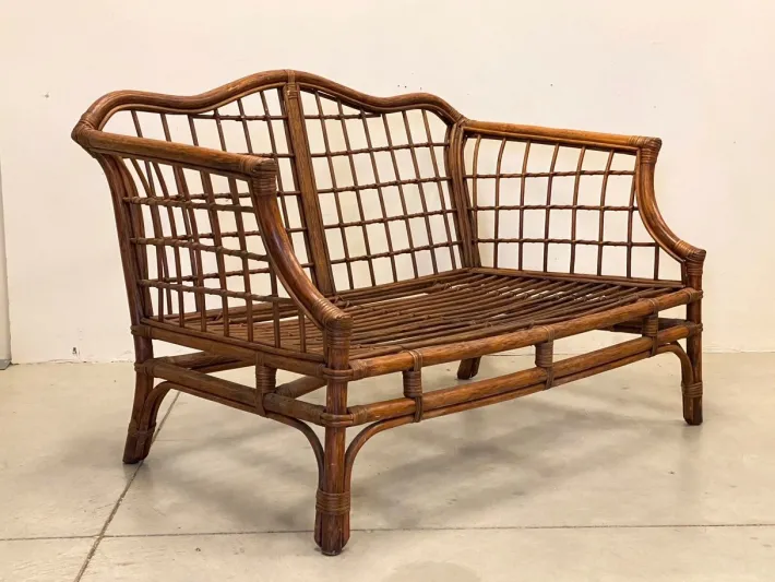 Pamono Wicker and Bamboo Sofa, 1970s Hot