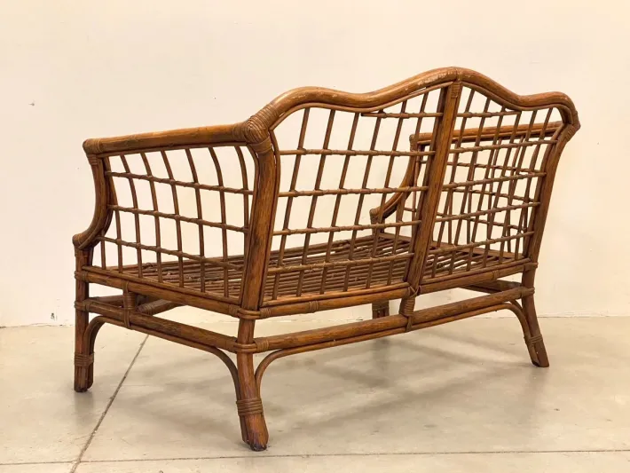 Pamono Wicker and Bamboo Sofa, 1970s Hot