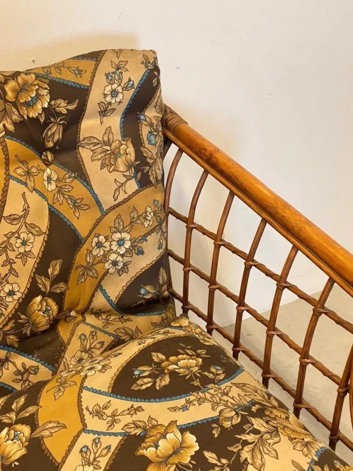 Pamono Wicker and Bamboo Sofa, 1970s Hot