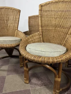 Pamono Wicker Chairs with Curved Frame, 1960s, Set of 6 Sale