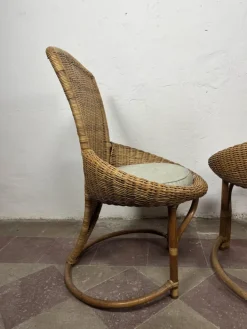 Pamono Wicker Chairs with Curved Frame, 1960s, Set of 6 Sale
