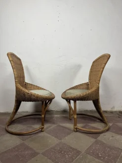 Pamono Wicker Chairs with Curved Frame, 1960s, Set of 6 Sale