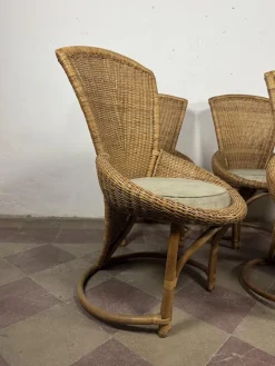 Pamono Wicker Chairs with Curved Frame, 1960s, Set of 6 Sale