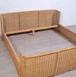 Pamono Wicker Double Bed by A. Dal Lago for Germa, 1970s Clearance