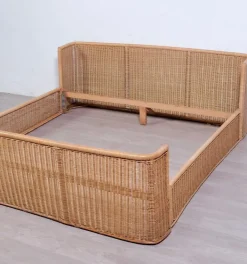 Pamono Wicker Double Bed by A. Dal Lago for Germa, 1970s Clearance