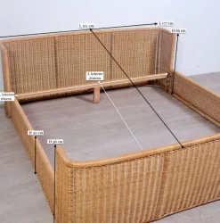 Pamono Wicker Double Bed by A. Dal Lago for Germa, 1970s Clearance