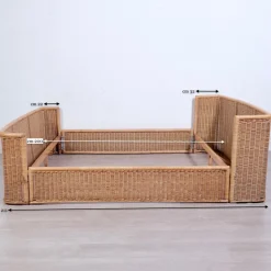 Pamono Wicker Double Bed by A. Dal Lago for Germa, 1970s Clearance