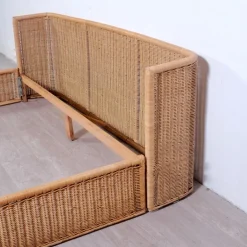 Pamono Wicker Double Bed by A. Dal Lago for Germa, 1970s Clearance