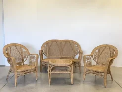 Pamono Wicker Lounge Set, 1980s, Set of 4 Outlet