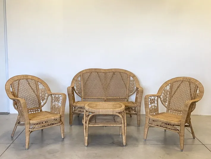 Pamono Wicker Lounge Set, 1980s, Set of 4 Outlet