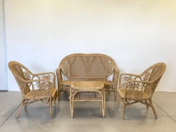 Pamono Wicker Lounge Set, 1980s, Set of 4 Outlet