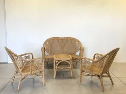 Pamono Wicker Lounge Set, 1980s, Set of 4 Outlet