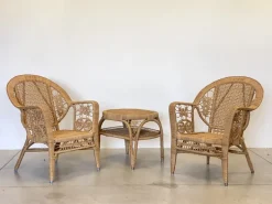 Pamono Wicker Lounge Set, 1980s, Set of 4 Outlet