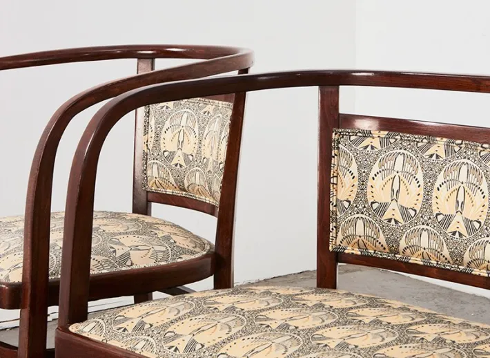 Pamono Wiener Secession Seating Set by Otto Wagner for Mundus Austria, 1903, Set of 3 Sale