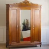 Pamono Wilhelminian 3-Door Wardrobe in Oak with Mirror, 1890s Sale