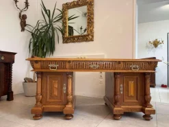 Pamono Wilhelminian Style Oak Column Desk Secretary Clearance