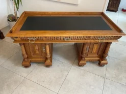 Pamono Wilhelminian Style Oak Column Desk Secretary Clearance