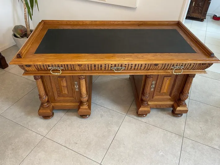 Pamono Wilhelminian Style Oak Column Desk Secretary Clearance