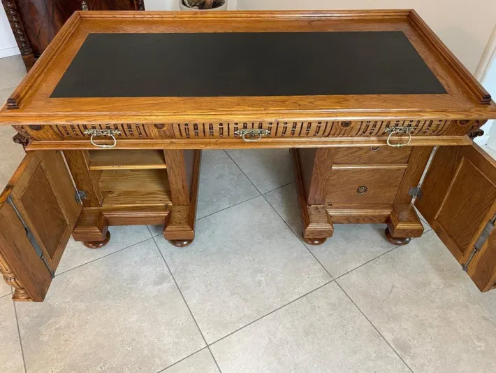 Pamono Wilhelminian Style Oak Column Desk Secretary Clearance