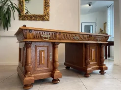 Pamono Wilhelminian Style Oak Column Desk Secretary Clearance