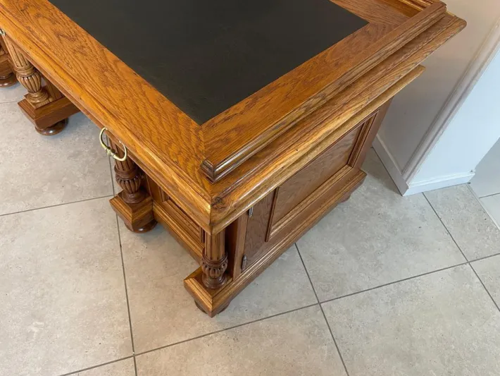 Pamono Wilhelminian Style Oak Column Desk Secretary Clearance