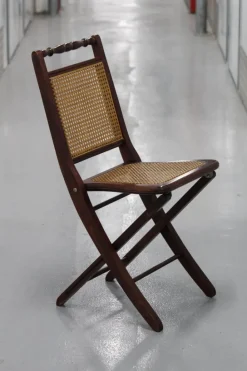 Pamono Wood and Cane Folding Chair, 1970s