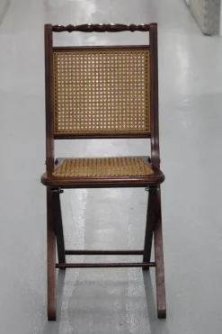 Pamono Wood and Cane Folding Chair, 1970s