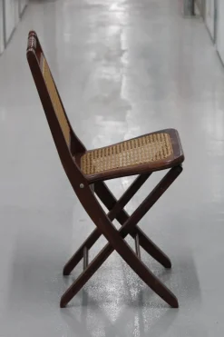 Pamono Wood and Cane Folding Chair, 1970s
