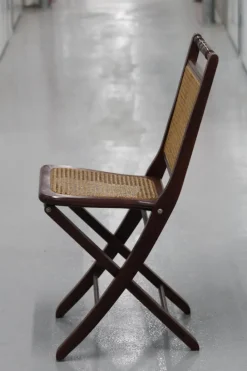 Pamono Wood and Cane Folding Chair, 1970s