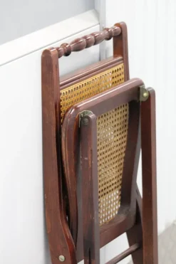 Pamono Wood and Cane Folding Chair, 1970s