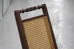Pamono Wood and Cane Folding Chair, 1970s