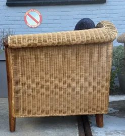 Pamono Wood and Wicker Armchairs, 1980s, Set of 2 New