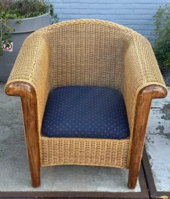 Pamono Wood and Wicker Armchairs, 1980s, Set of 2 New