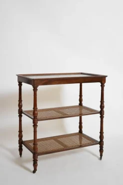 Pamono Wood, Cane and Marble Trolley, 19th Century Clearance