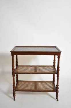 Pamono Wood, Cane and Marble Trolley, 19th Century Clearance
