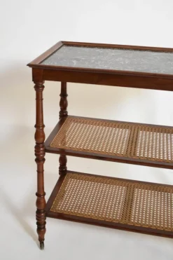 Pamono Wood, Cane and Marble Trolley, 19th Century Clearance