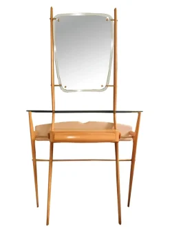 Pamono Wood Console with Mirror by Ico Parisi, Italy, 1960s