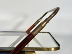 Pamono Wooden and Brass Bar Trolley by Cesare Lacca, 1960s Clearance