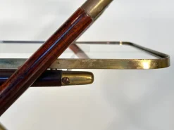 Pamono Wooden and Brass Bar Trolley by Cesare Lacca, 1960s Clearance
