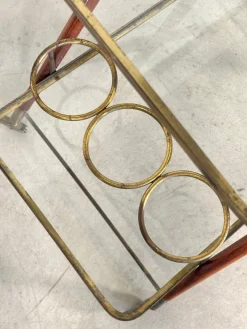 Pamono Wooden and Brass Bar Trolley by Cesare Lacca, 1960s Clearance