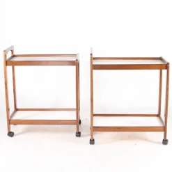 Pamono Wooden and Laminate Trolleys, 1970s, Set of 2 Online