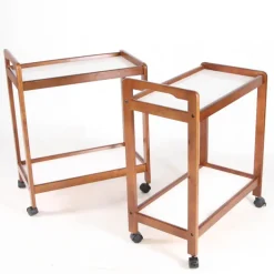 Pamono Wooden and Laminate Trolleys, 1970s, Set of 2 Online