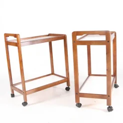 Pamono Wooden and Laminate Trolleys, 1970s, Set of 2 Online