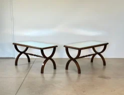 Pamono Wooden and Mirror Coffee Tables, 1960s, Set of 2
