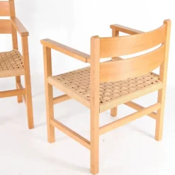 Pamono Wooden and Rope Armchairs, 1970s, Set of 2