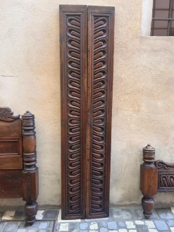 Pamono Wooden Bed with Scorpioni Family Coat of Arms, 17th Century